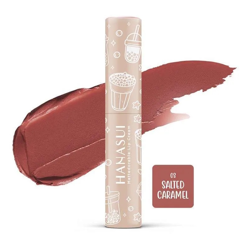 ORIGINAL#TERMURAH#LIPSTIK TERLARIS...Hanasui Boba Edition Lip Cream Varian no 03, SALTED CARAMEL
