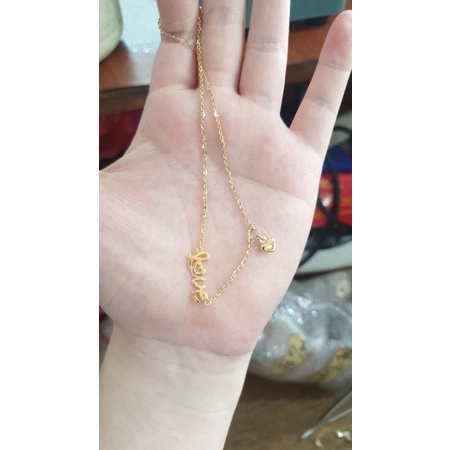 Kalung koye nori love hati kecil mahkota emas asli 375 8k mas muda