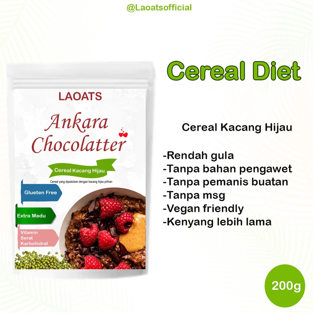 

Sereal Diet Pelangsing Penurun Berat Badan Rolled Oat Almond Milk Chia Seed Oatmeal Rendah Gula Kacang Hijau Ankara Chocolatter Laoats (200g)