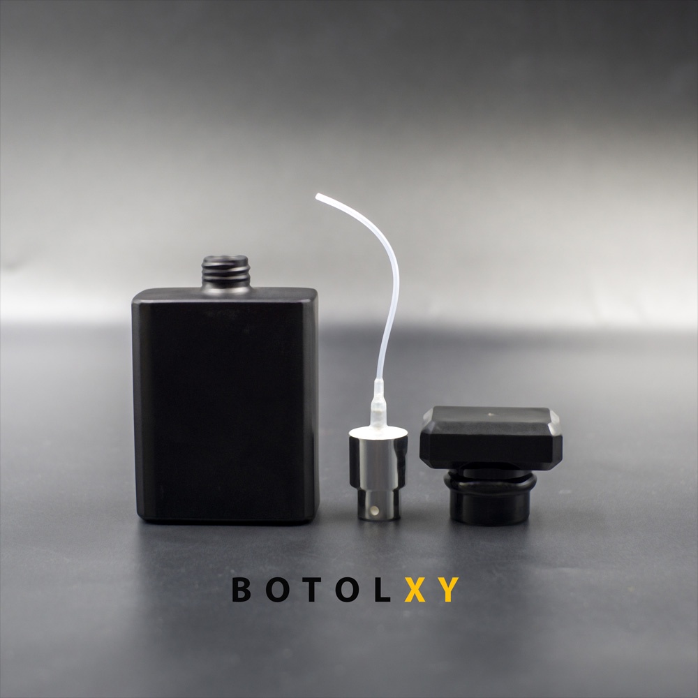 Botol Parfum 50ml Spray Kaca HITAM DOFF Kotak Tebal Isi Ulang - Chnel