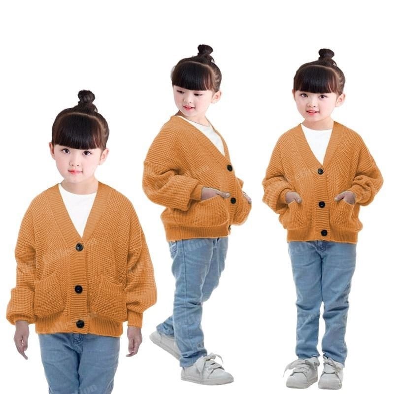 Olivia Cardy Crop Pocket Anak / Kardigan Rajut Anak / Cardigan Anak