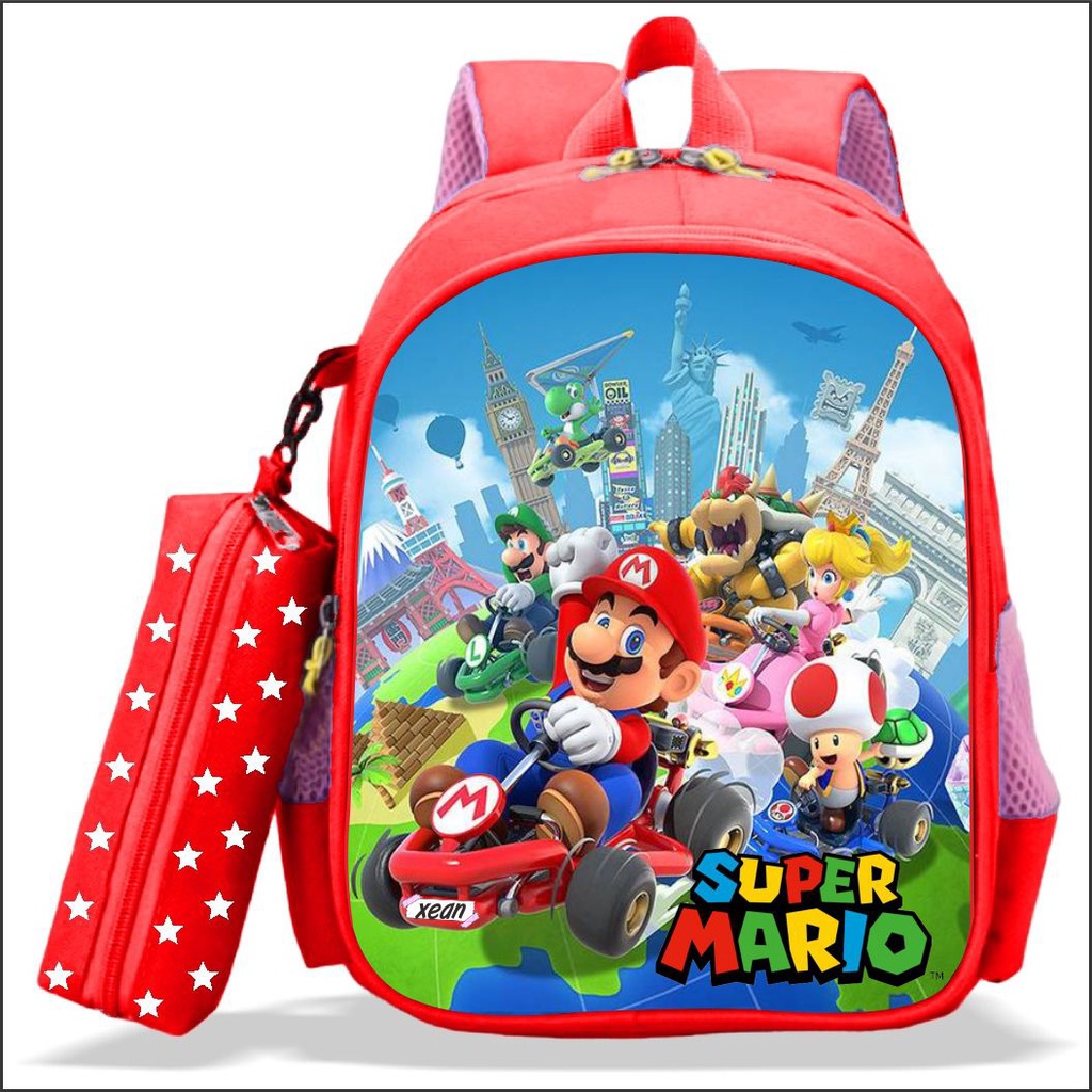 ransel Tas Ransel Sekolah Anak Laki-Laki TK dan SD Karakter SUPER MARIO Kualitas PREMIUM Bisa COD Bo