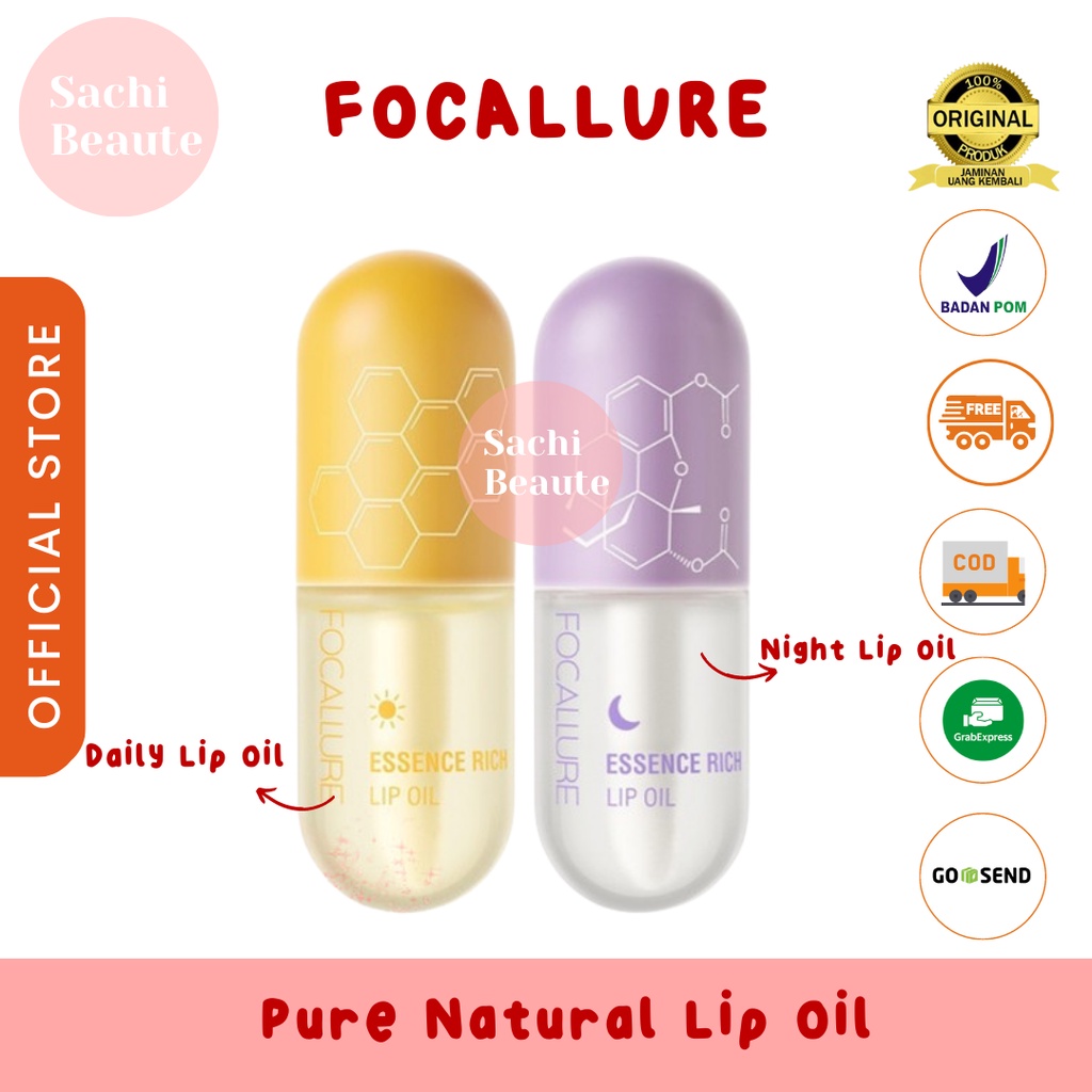 FOCALLURE Pure Natural Lip Oil Soften Moisturized Repaired Multi-uses Waterproof Lip care Memperbaiki Bibir yang Kering