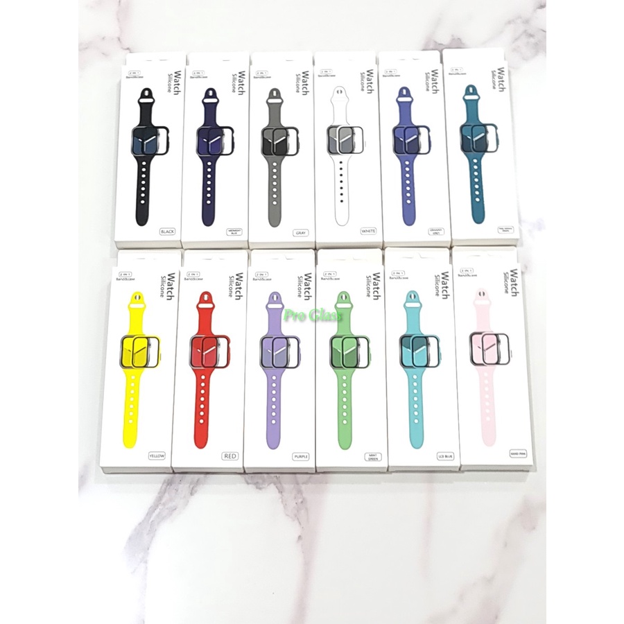 AW06 Apple Watch 41mm / 45mm Sport Silicone Strap Band + Bumper Case