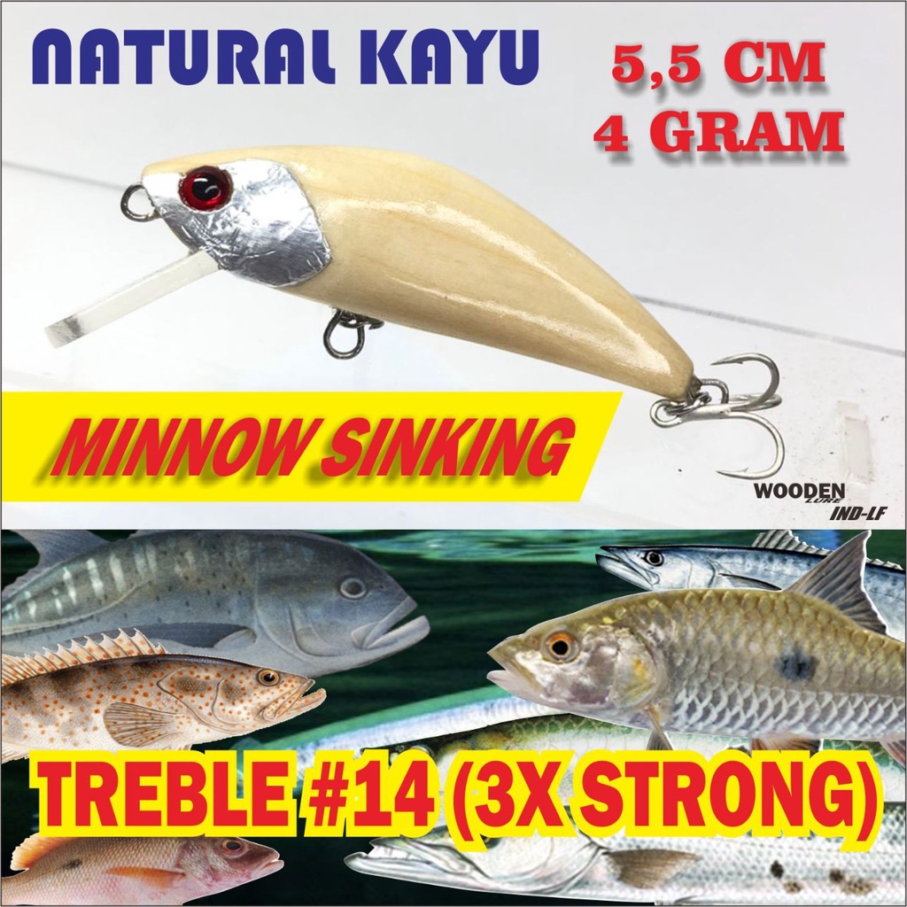 Minnow Sinking Natural Kayu 4 Gram 5,5 Cm