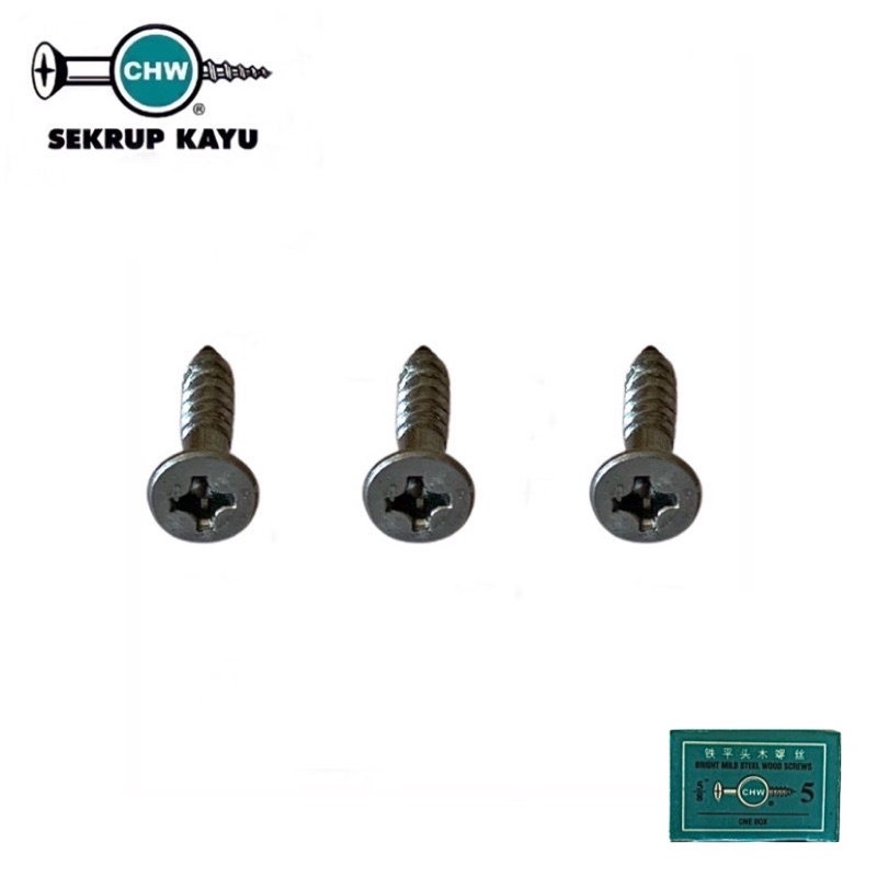 (Pack) 5/8” x 5 Sekrup + Kayu CHW Steel Skrup Wood