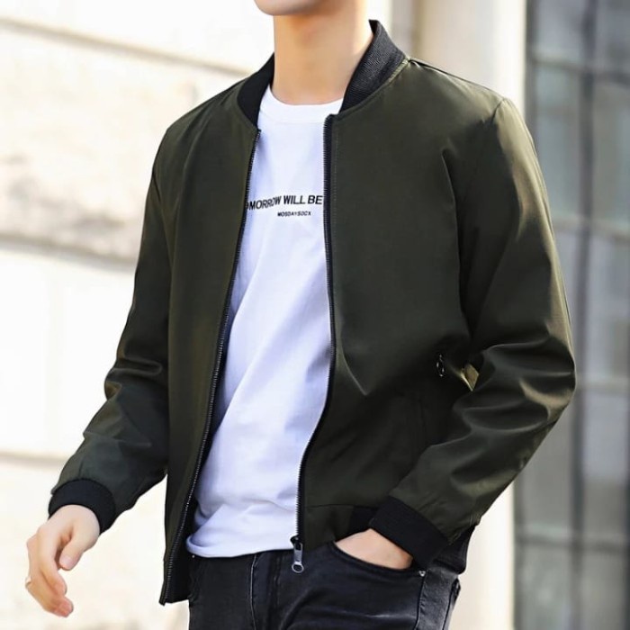 RSC Jaket Pria Jaket Bomber Polos Pria Waterproof Original