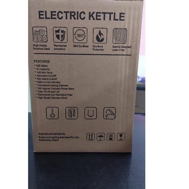 Terbagus.. Teko Listrik 2 Liter Stainless Steel /  Electric Kettle 2 Liter / Thermos Listrik