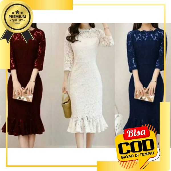 Maroo - Ava Dress/Dress Natal/Dress Imlek/Dress Putih/Dress Scuba/Dress/Dress Korean Style/Dress Bod
