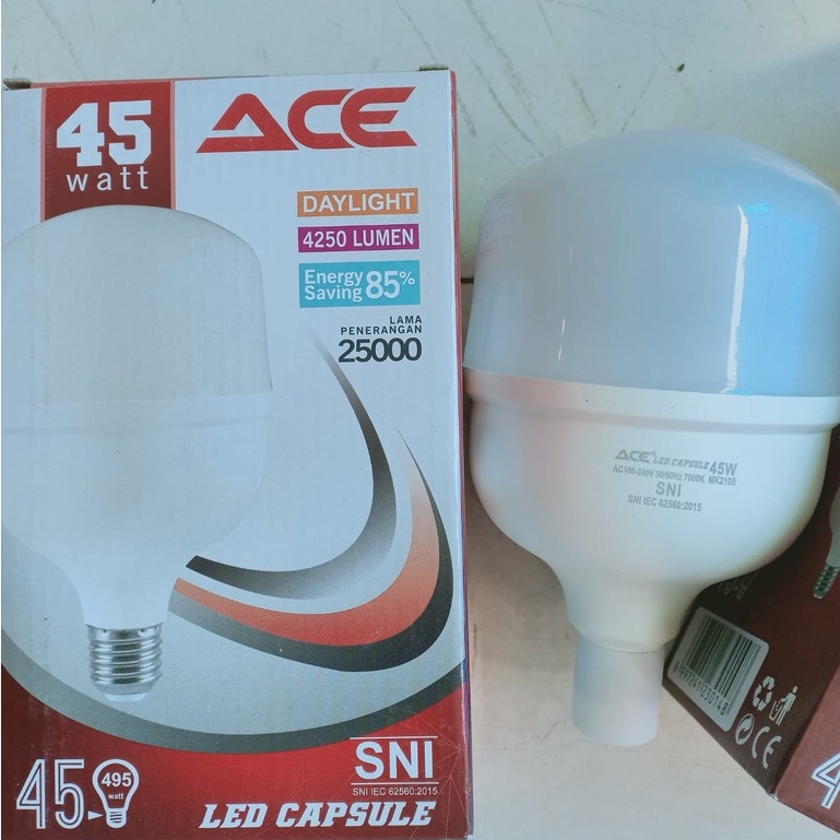 Lampu Led CAPSULE ACE 45 Watt Led Tabung Jumbo Bergaransi 45w ACE Led Garansi 1 Tahun