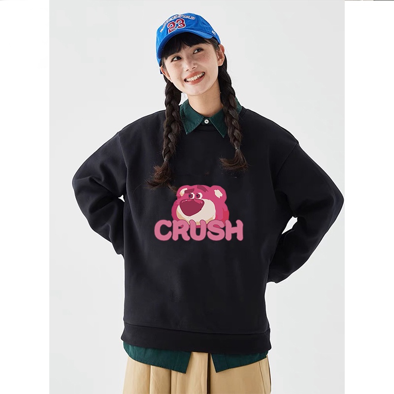 Sweater Crewneck Pria Distro Hitam Oversize Tebal Motif Pink Bear Broken Before Unisex Size M L XL - Switer Cowok