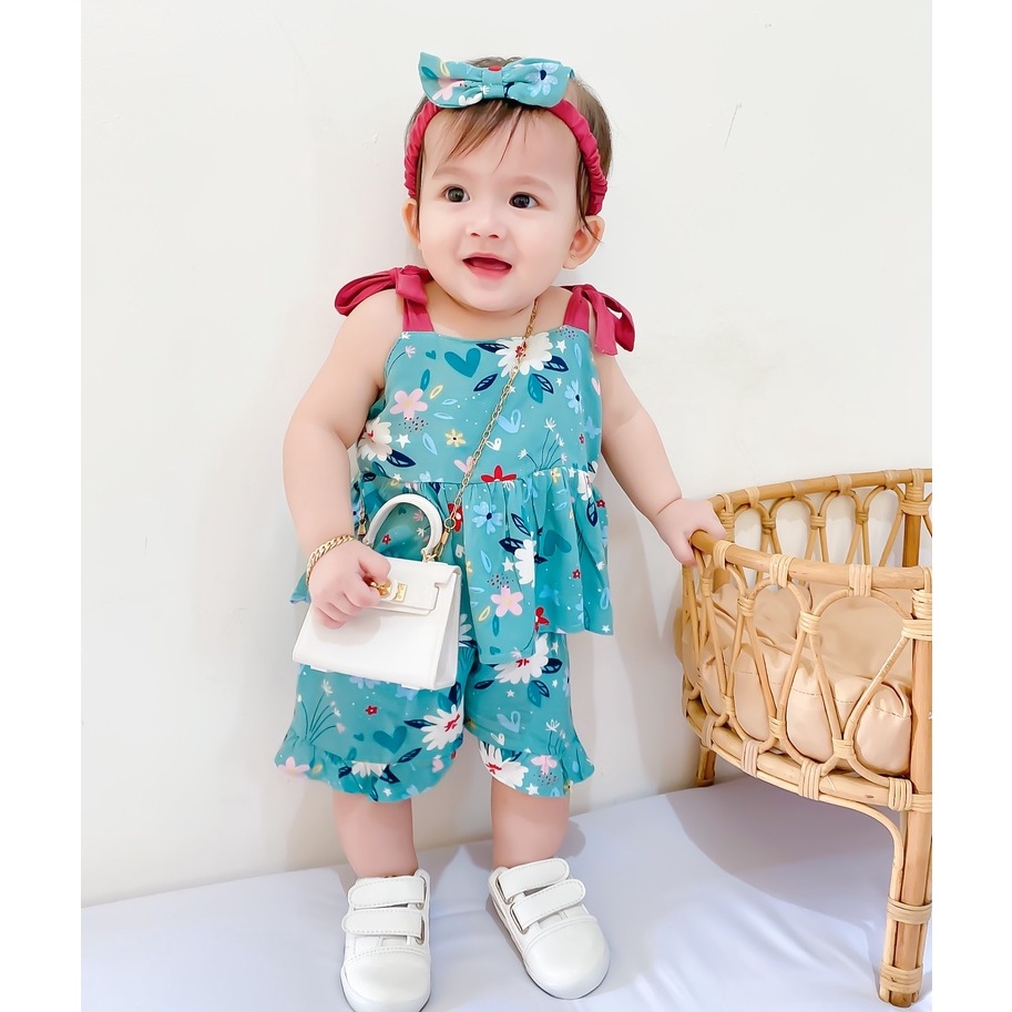 SALE 10.10 Plazababyku BBB MOANA setelan anak perempuan jumper jumpsuit bayi polos lucu free headband