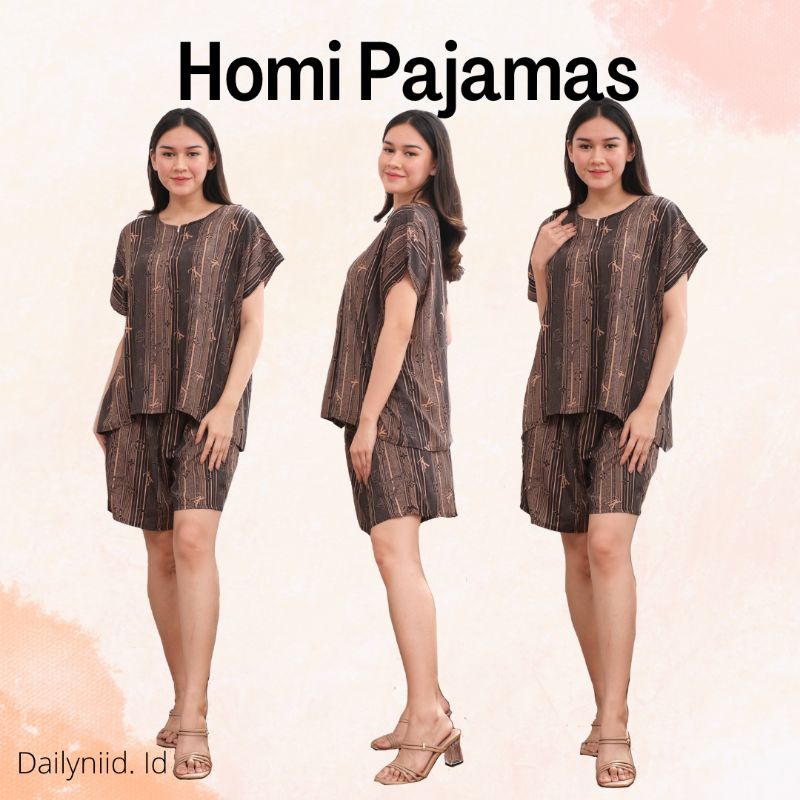Homi Baju Tidur Setelan Piyama Celana Pendek Ld 120 cm/Piyama wanita Jumbo /Baju Tidur Wanita Jumbo