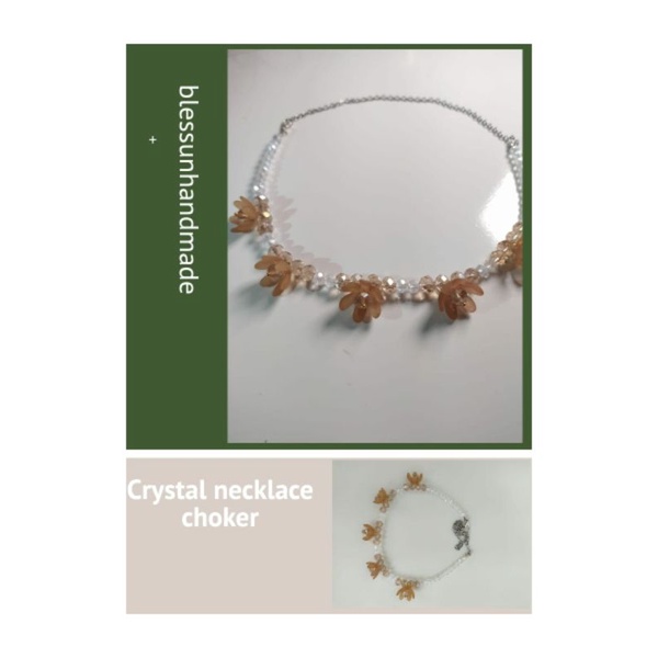 crystal necklace choker flower beads by blessun handmade / kalung hijab mutiara / kalung manik