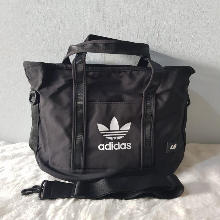 tas selempang pria  TAS SELEMPANG ADIDAS TOTE BAG PRIA WANITA KANVAS OLAHRAGA BAJU IMPORT - Black(T2