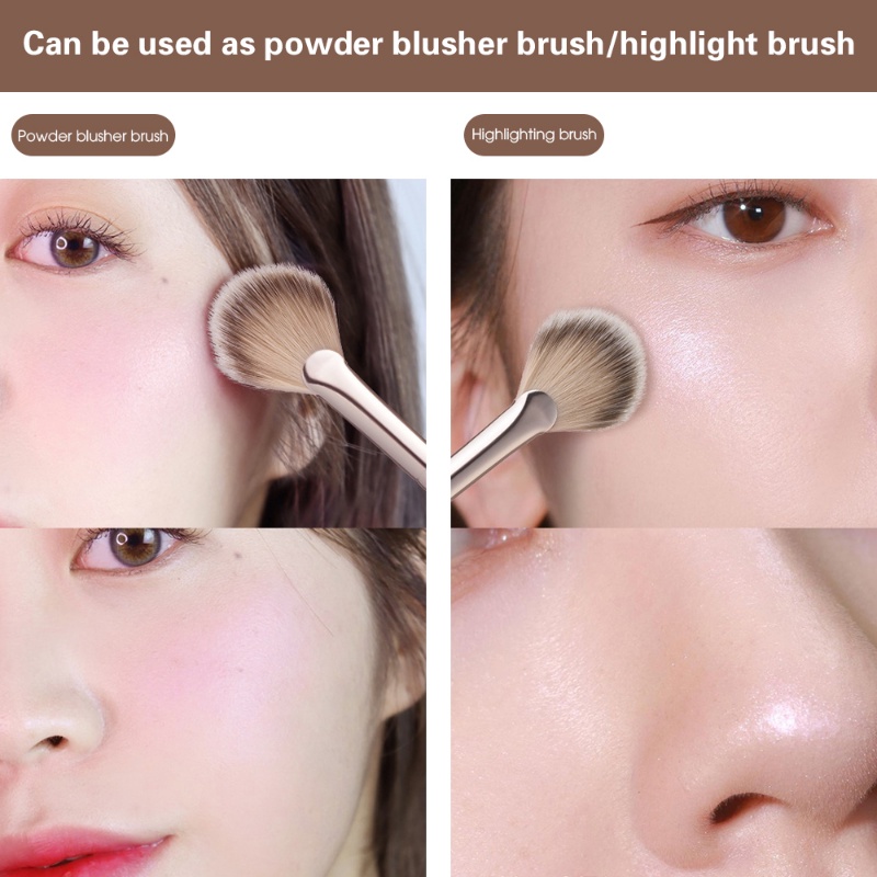 Sikat Bedak Longgar Penghalus Lembut Multifungsi/Reusable Fan Blush Hightlight Brushes/Alat Makeup Wajah Profesional