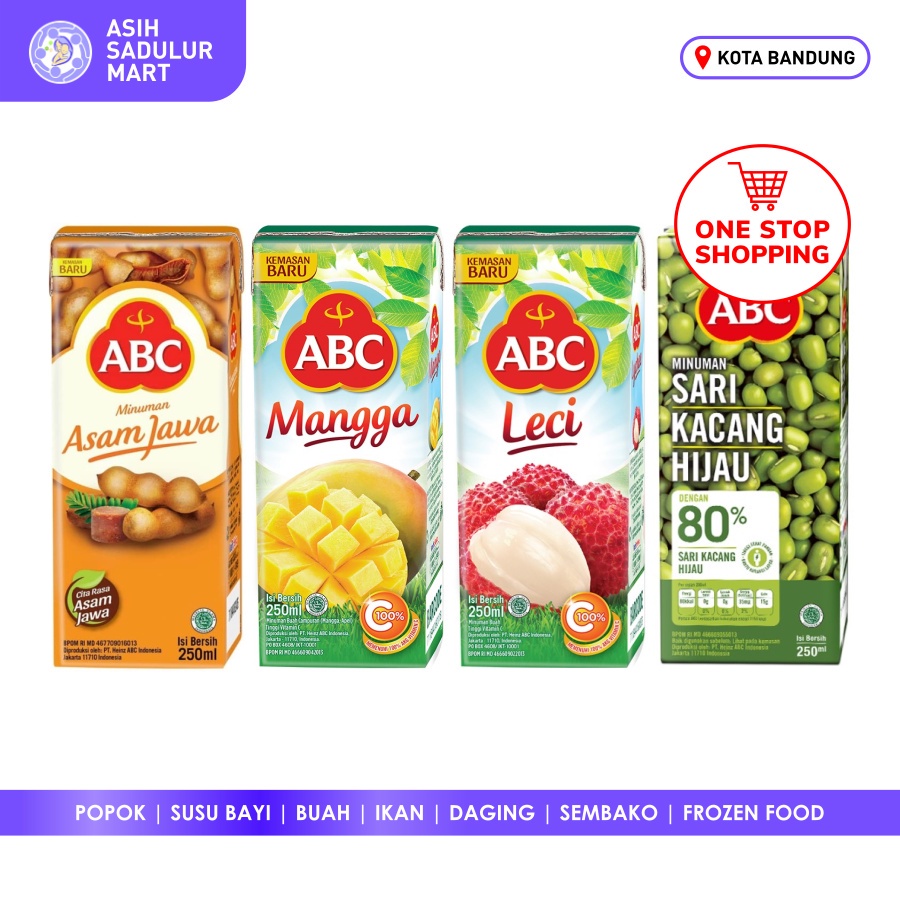 ABC Juice Jus Leci / Mangga / Asem Jawa (Tamarind) / Kacang Hijau (Mungbean) 250ml | Aihs Sadulur Ma