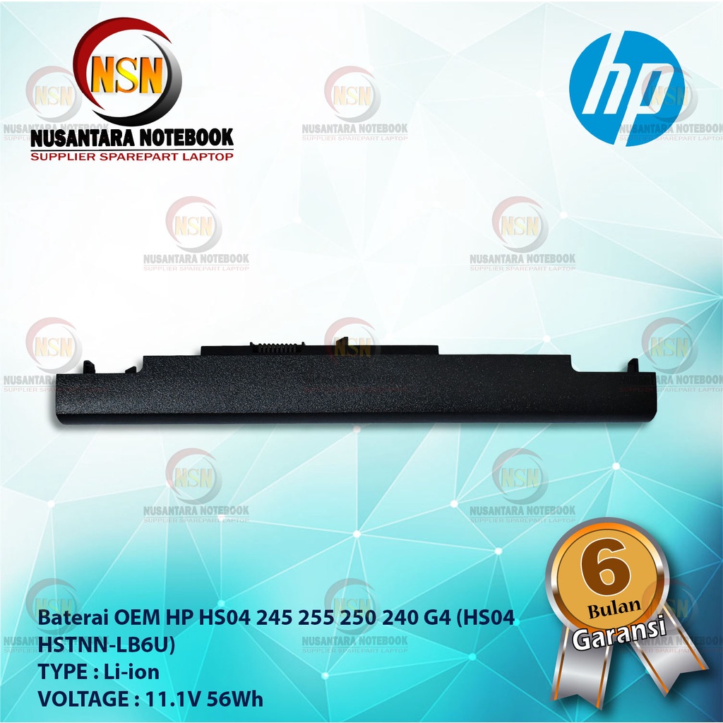 Baterai Laptop Hp OEM HS04 245 255 ( 250 240 G4 HS04 HSTNN-LB6U ) 14.6V 2600mAh