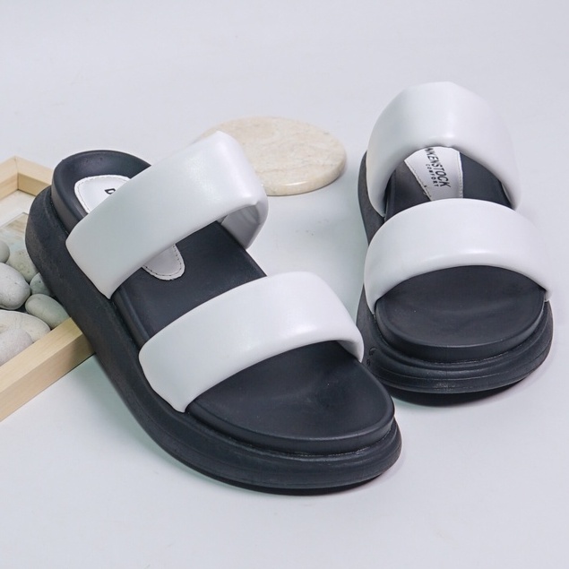 LAPEPA YUK - Dunkenstock CHERRY Sandal Wanita Tinggi 5cm Size 36 - 40 Selop Tidak Licin Sendal Beleza Wedges Slop Birken Rumah Belleza 37 38 39 Warna White Black Bellezza Kekinian Premium Terbaru Shoes Ori Original Mall Official Store