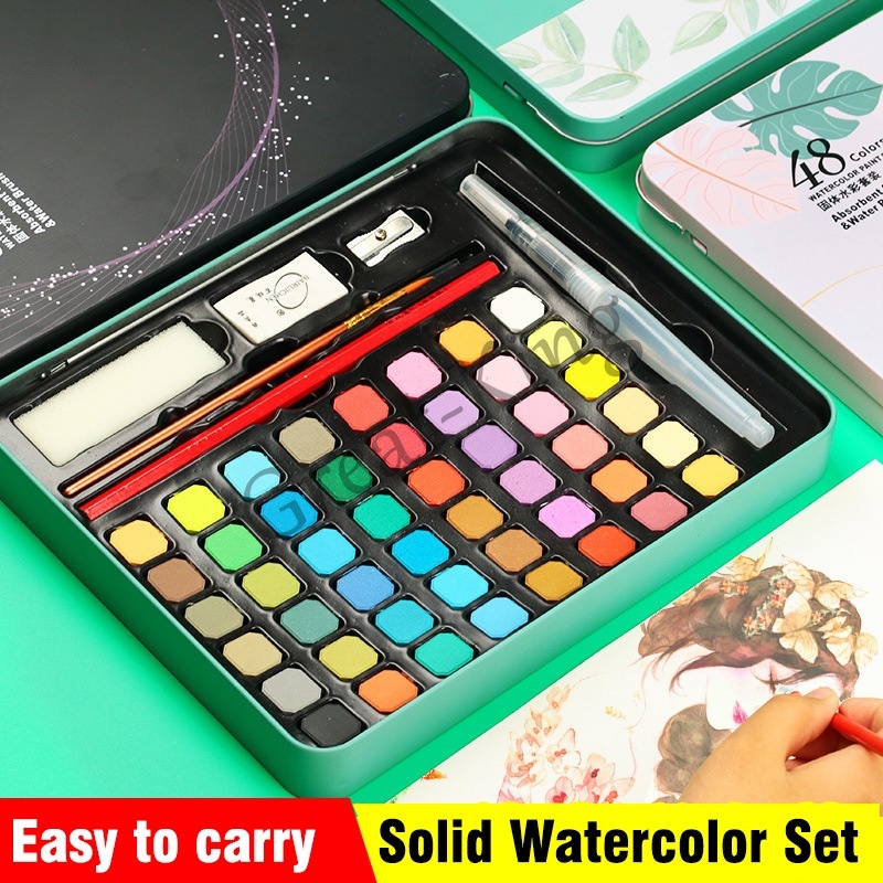 

36/48 Cat Air Watercolor Set - Set Alat Cat Air (Termasuk Kuas Dan Kertas Gambar)