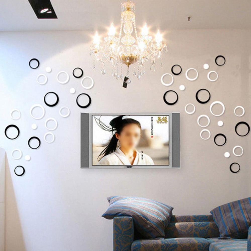 Agustinina Ring Stiker Dinding Perekat Diri Perlindungan Lingkungan Akrilik 3D TV DIY Desain Fashion Untuk Kamar Bayi Stereo Mural Decal