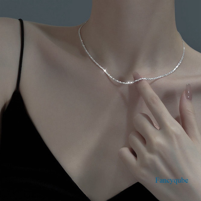 Populer Warna Silver Berkilau Klavikula Rantai Choker Kalung Kerah Untuk Wanita Perhiasan Halus Pesta Pernikahan Hadiah Ulang Tahun