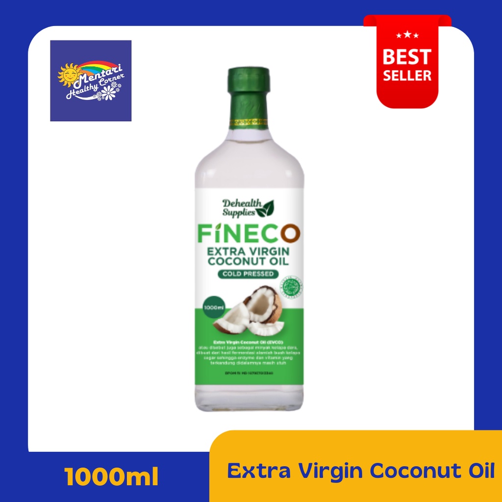 Fineco Extra Virgin Coconut Oil 1L / VCO / EVCO 1litre (Botol Kaca)