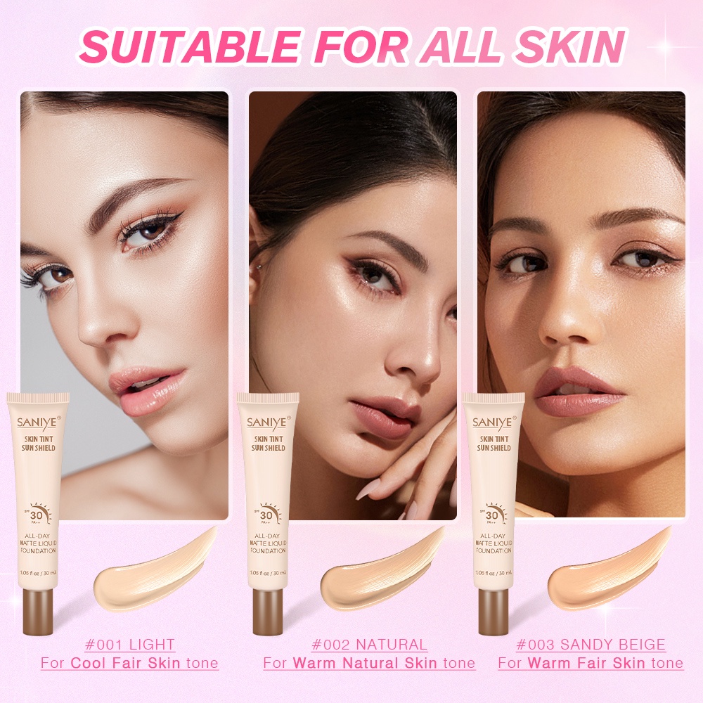 ❤ MEMEY ❤ SANIYE Skin Tint Sun Shield All Day Matte Liquid Foundation Spf 30 R6005 ✔️BPOM