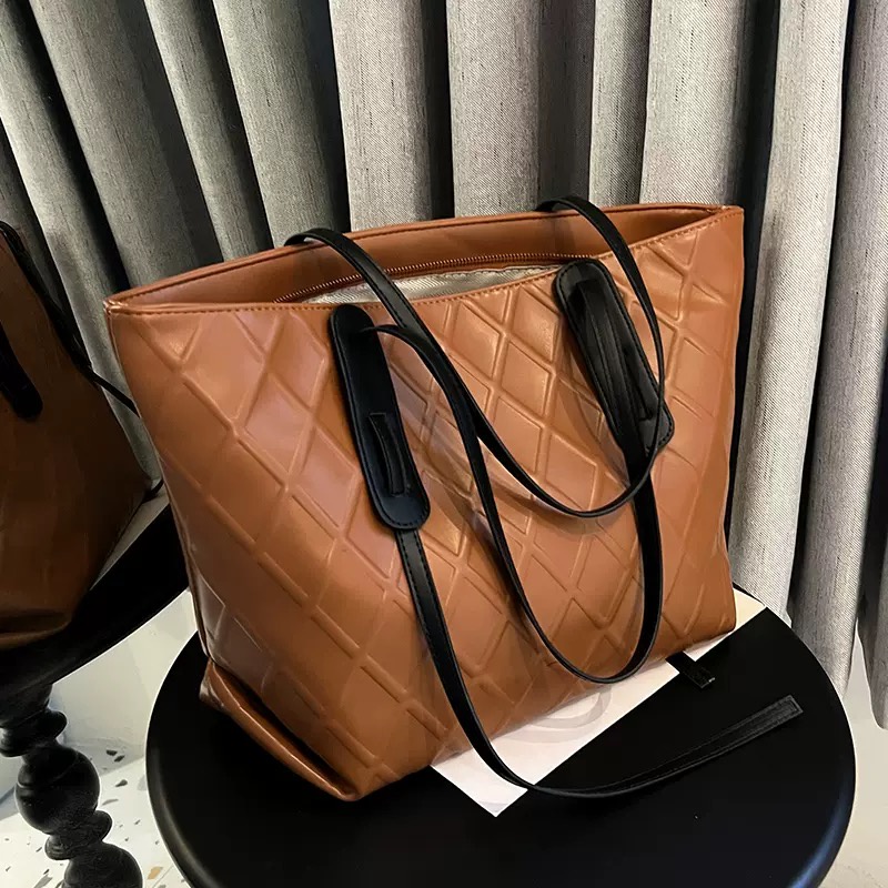 Tas Tote Bag Wanita Kuliah Kulit Sintetis Elegan