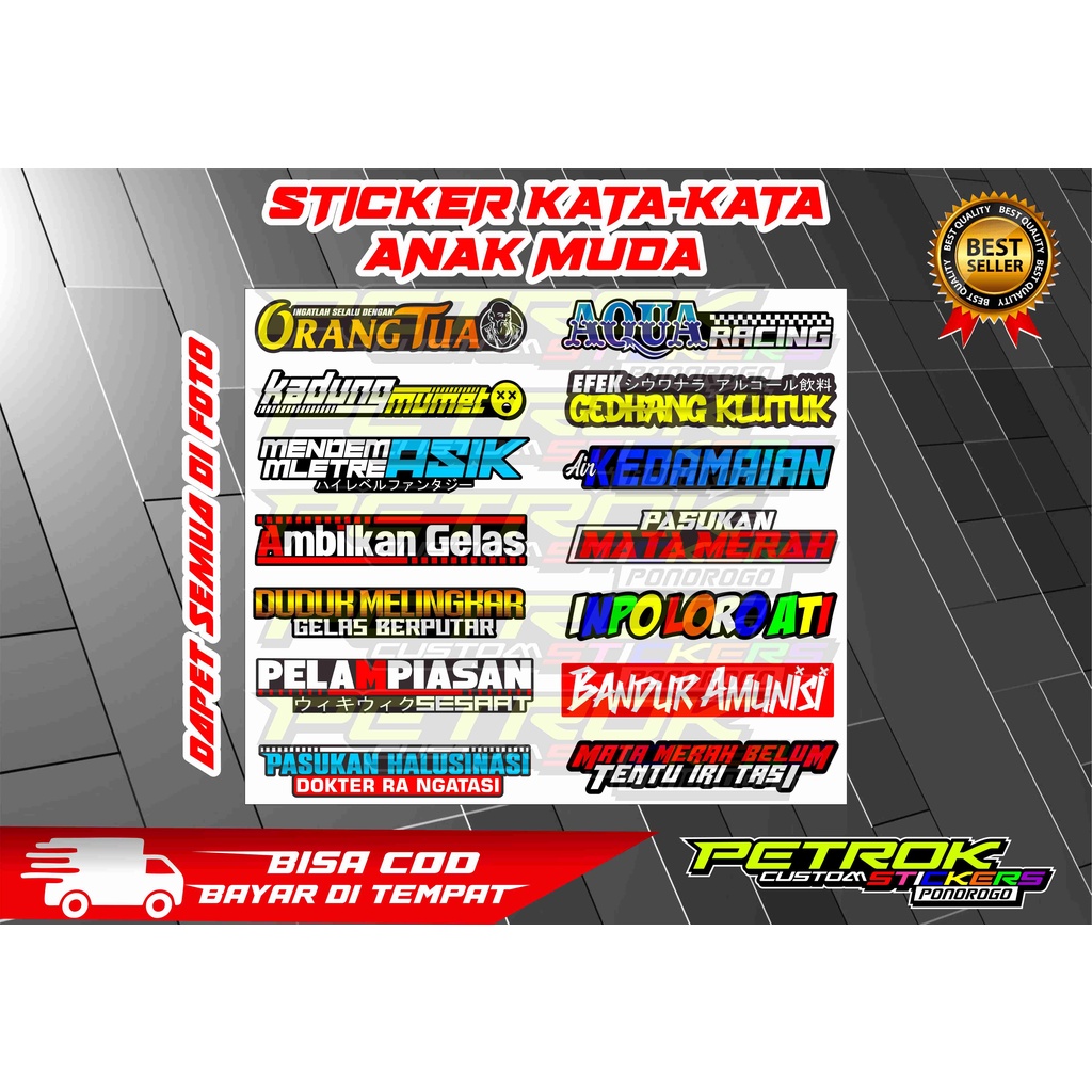 STIKER PAKET KATA KATA ANAK MUDA - KATA KATA JAWA - KATA KATA MUTIARA