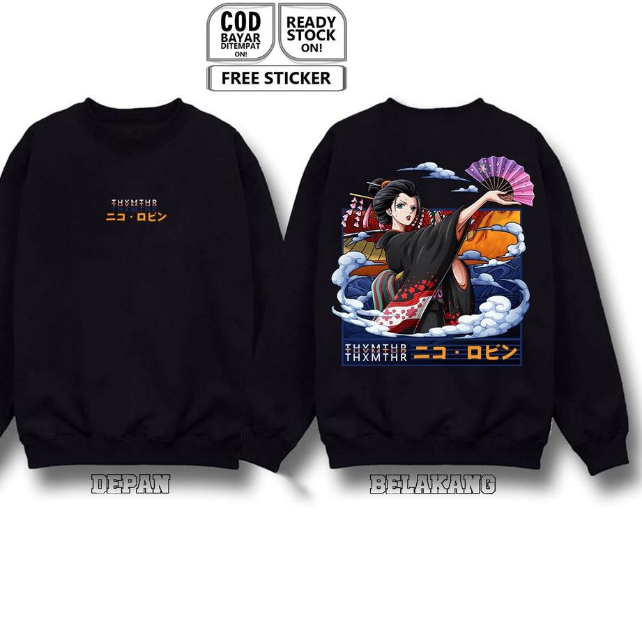 Harga Bersahabat SWEATER CREWNECK NICO ROBIN ONE PIECE ANIME MANGA ニコ・ロビン NIKO ROBIN NAMI RORONOA ZO