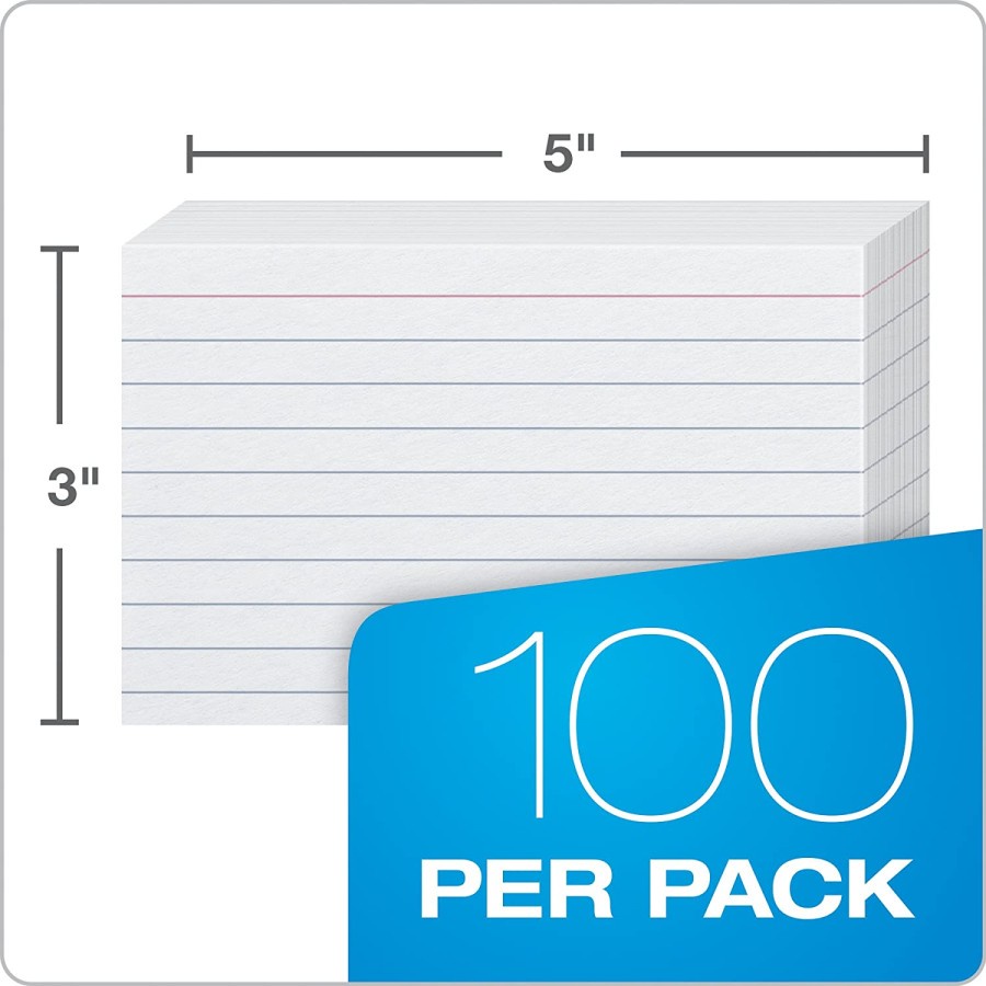 

Oxford Ruled Index Cards 3x5 Inch 100 Sheets White 3" x 5" 3"x5