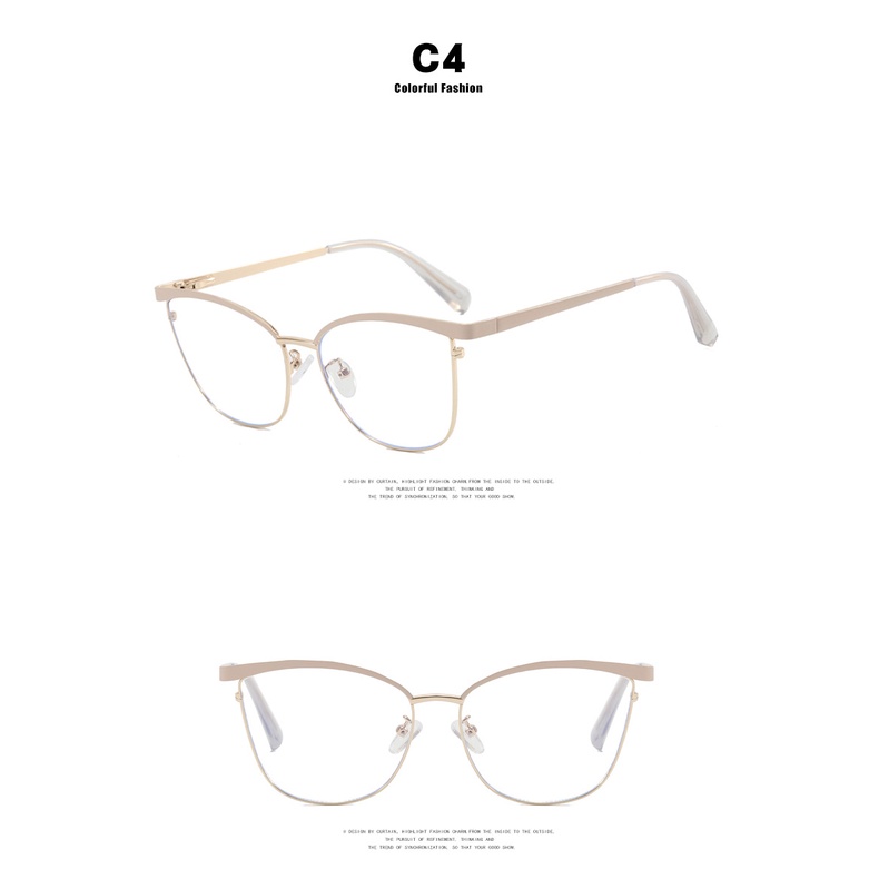 Kacamata Anti Radiasi Cat Eye Fashion Untuk Wanita Frame Metal