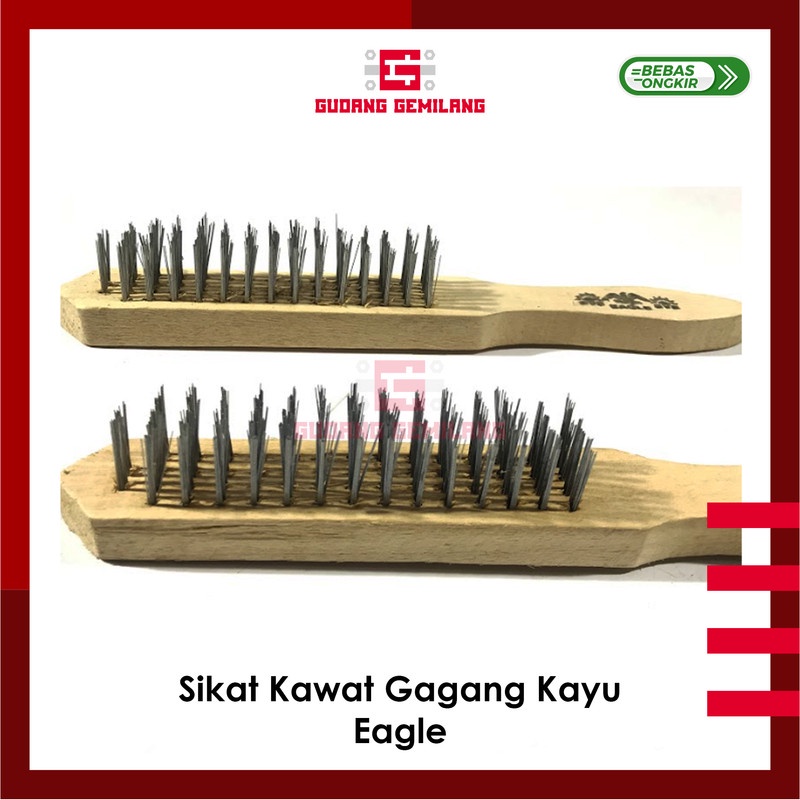 Sikat Kawat Baja Besi Gagang Kayu Sikat Kasar Wire Brush EAGLE