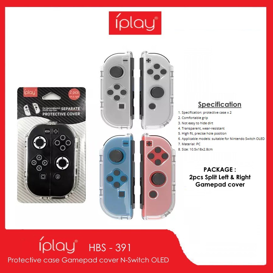 Iplay Crystal Case Protective Cover Case Joy Con Nintendo Switch V1/V2/Oled Joy Con