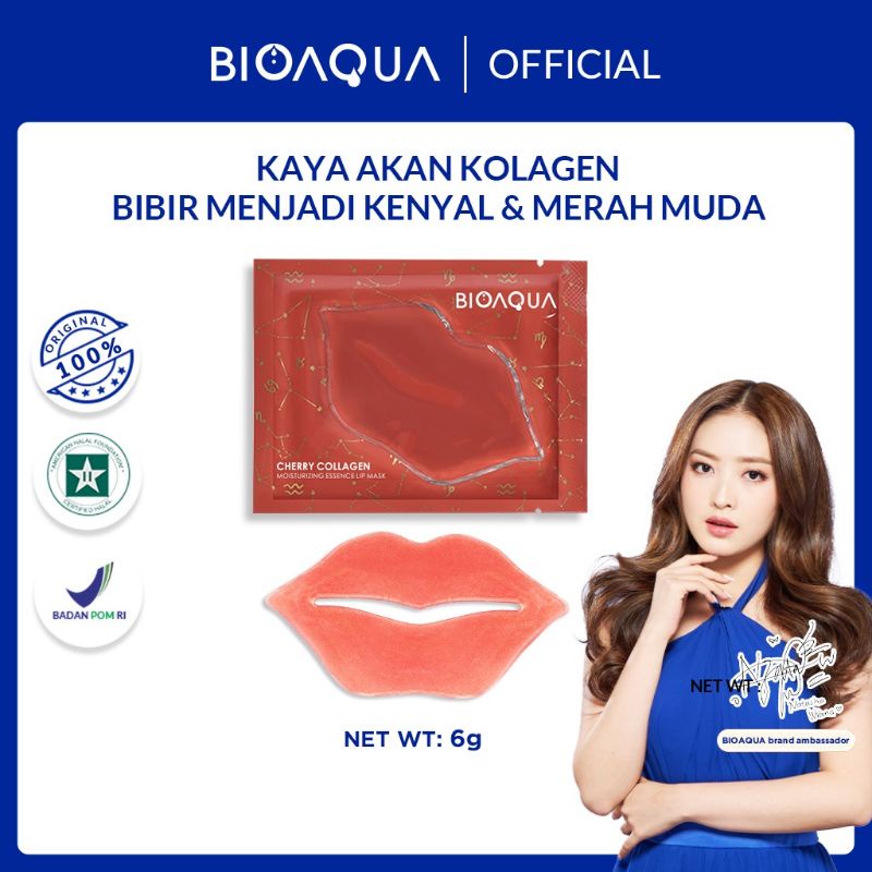 [BPOM] BIOAQUA MASKER BIBIR LIP MASK CHERRY COLLAGEN MOISTURIZING ESSENCE