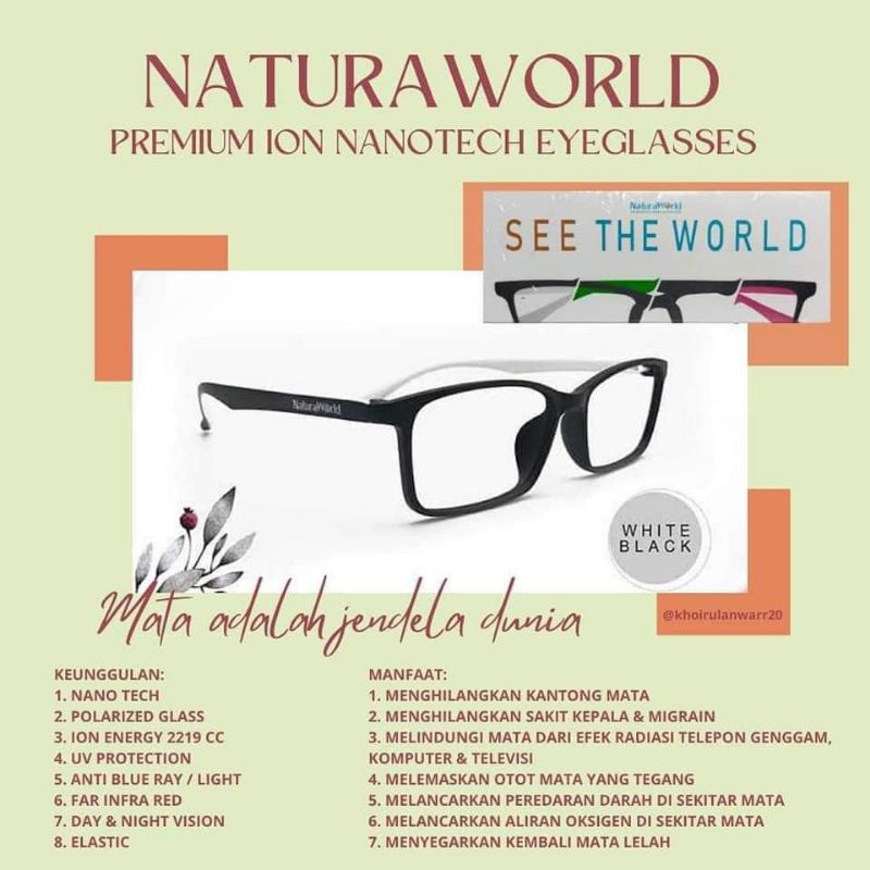 Kacamata ion nano Natura world