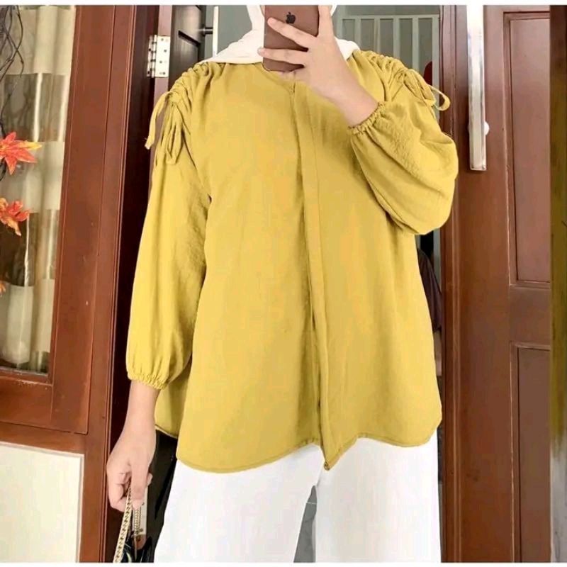 Kemeja Serut Cringkle Oversize wanita /Blouse cringkle wanita jumbo