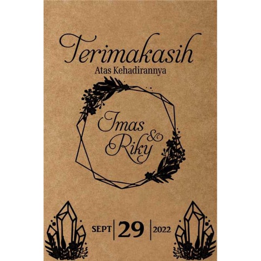 

100 pcs Kartu Ucapan Souvenir Pernikahan dg Nama Mempelai