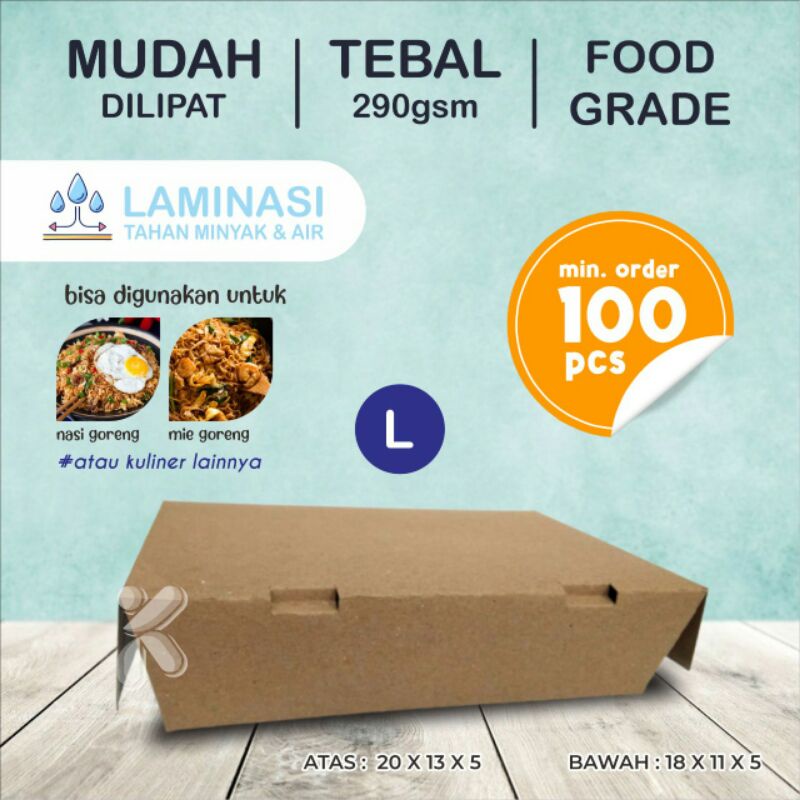 

LUCH BOX PAPER KRAFT COKLAT ISI 100PCS / LAMINASI / UKURAN ( L )