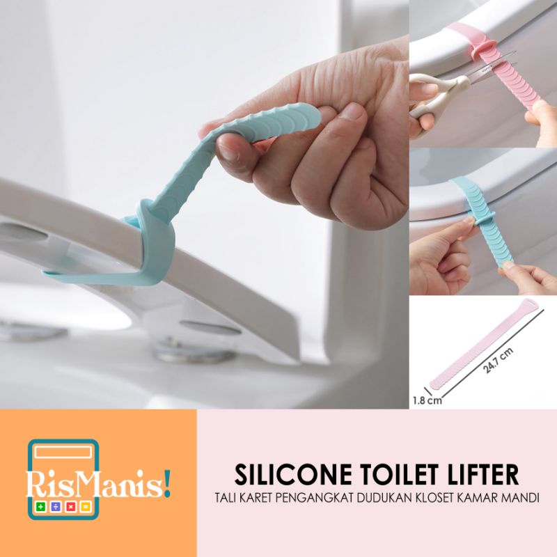 SILICONE TOILET LIFTER - Tali Silikon Penarik Dudukan Kloset Karet Pengangkat Closet Buang Air Kecil Kencing Kamar Mandi Tangan Bersih Bebas Bakteri Kuman WC Anti Bau Pesing