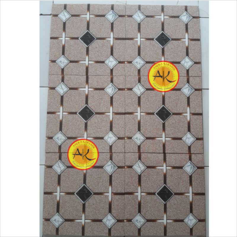 Keramik Lantai Taman/Garasi Kasar Matt Motif Hexagon 40x40 Hummer Brown