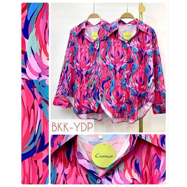 KEMEJA CANNOT YDP BKK CORAK PINK  // ATASAN IMPORT PREMIUM BKK // TOP IMPORT PREMIUM BKK // FASHION IMPORT PREMIUM BKK