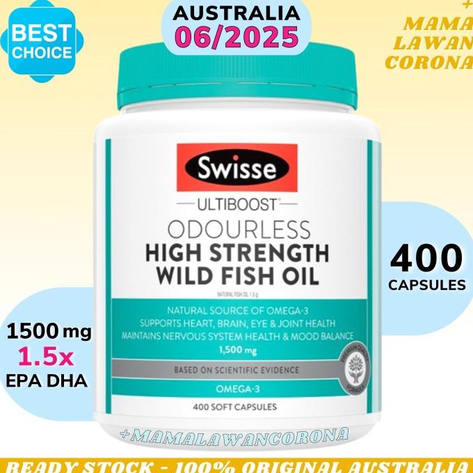 SWISSE Odourless High Strength Wild Fish Oil 1500mg 1500 mg 400 caps