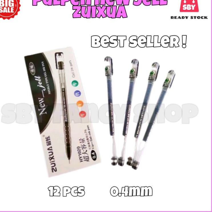 

㊫ (12 pcs) BOLPEN NEW JELL ZUIXUA HITAM HY1020 / BOLPOIN PEN GEL INK PEN BLACK ZUIXUA ➷