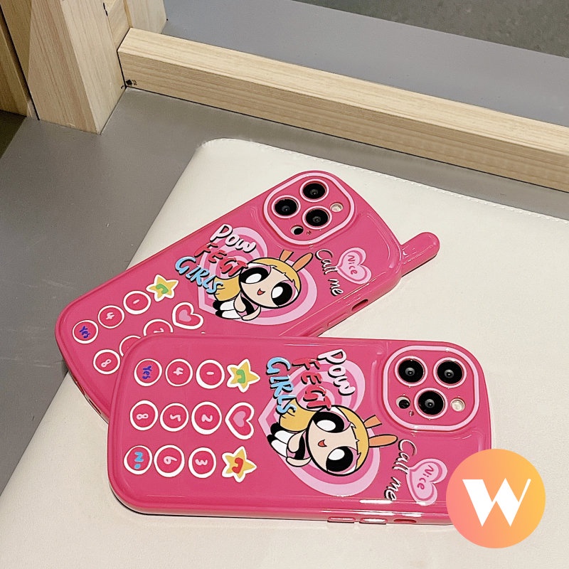 IPHONE Retro Vintage Personality Cellular Soft Case Kompatibel Untuk Iphone11 7 8 Plus 11 13 12 14 Pro Max XR X XS Max SE Cinta Hati Lucu The Powerpuff Girls Phone Shape Air Cushion Cover