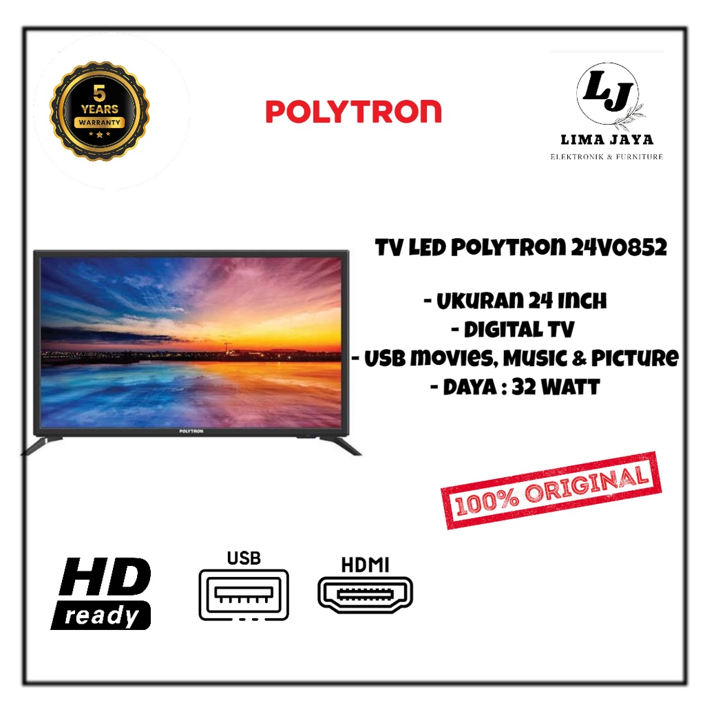 POLYTRON LED TV 24V1853 DIGITAL TV LED 24 Inch