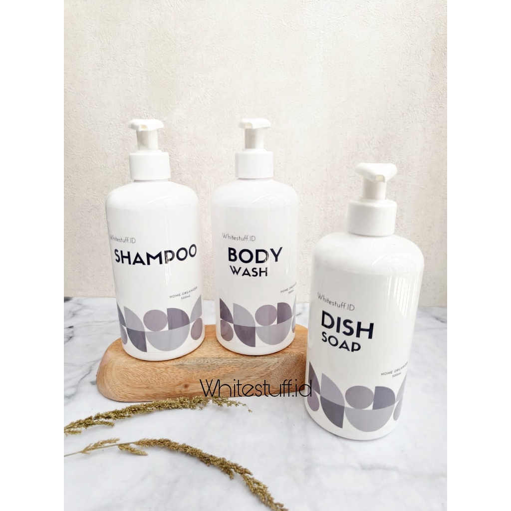 WHT-120 Botol Sabun Cair Pump Aesthetic Putih 500ml Estetik Free Label - Monochrome Putih Collection