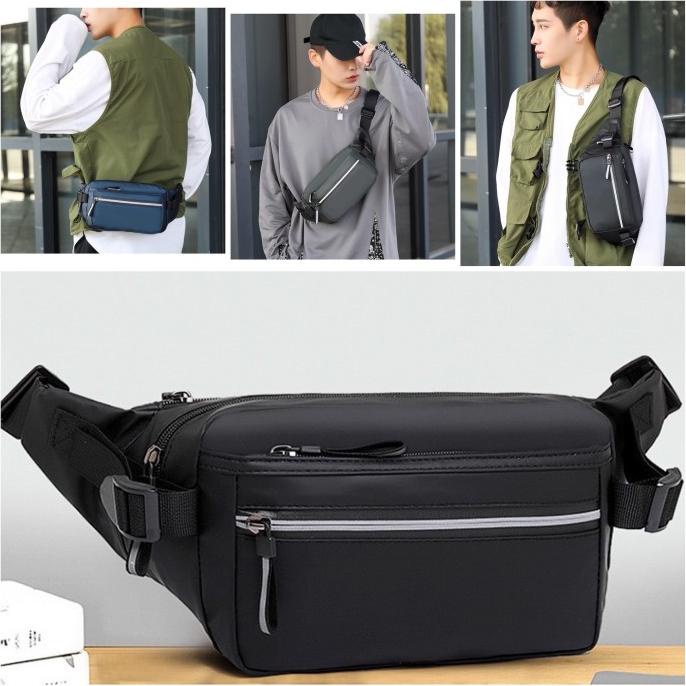tas selempang pria import waterproof waistbag slingbag tas pinggang