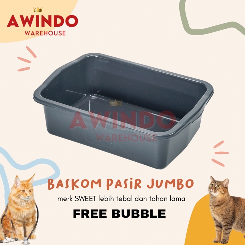 TEMPAT BAK BASKOM PASIR KOTORAN HEWAN KUCING ANJING CAT LITTER SWEET ORIGINAL UKURAN JUMBO BESAR